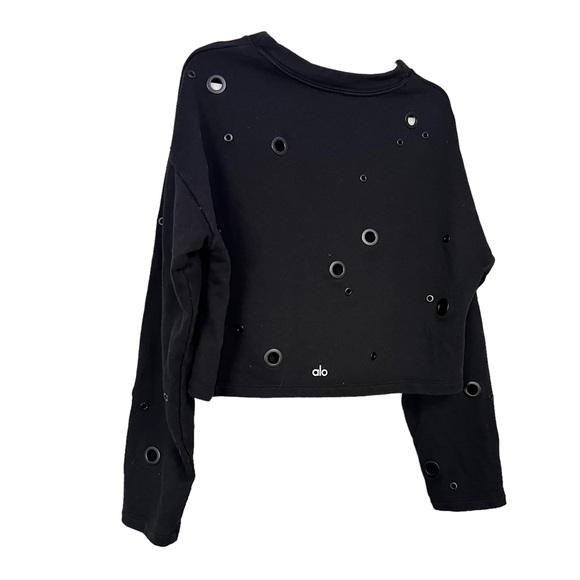 Alo Yoga CADENCE PULLOVER - black cropped sweatshirt Size M - Picture 4 of 6